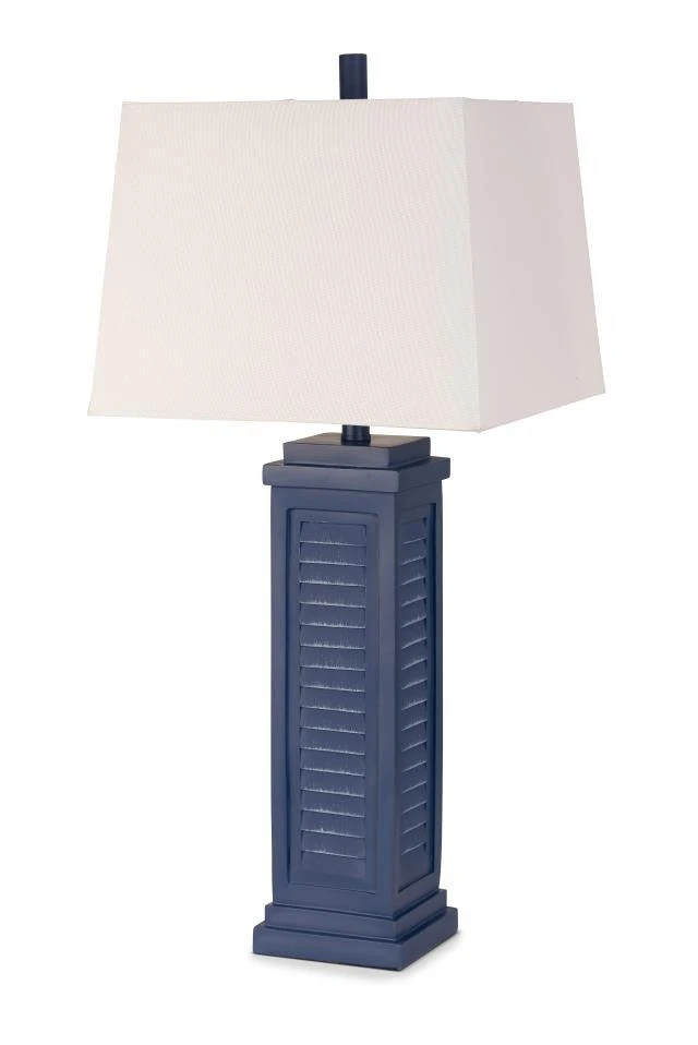 商品Homezia|Set Of Two 32" Blue Shutter USB Table Lamps With White Square Shades,价格¥2010,第1张图片