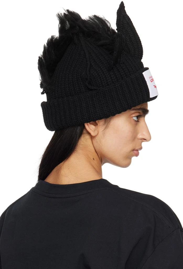 商品Charles Jeffrey Loverboy|Black Chunky Unicorn Beanie,价格¥953,第3张图片详细描述