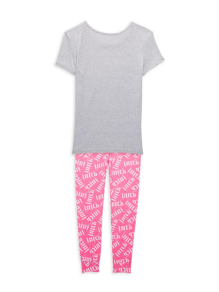 Little Girl’s & Girl’s 2-Piece Logo T-Shirt & Pants Sleep Set商品第2张图片规格展示