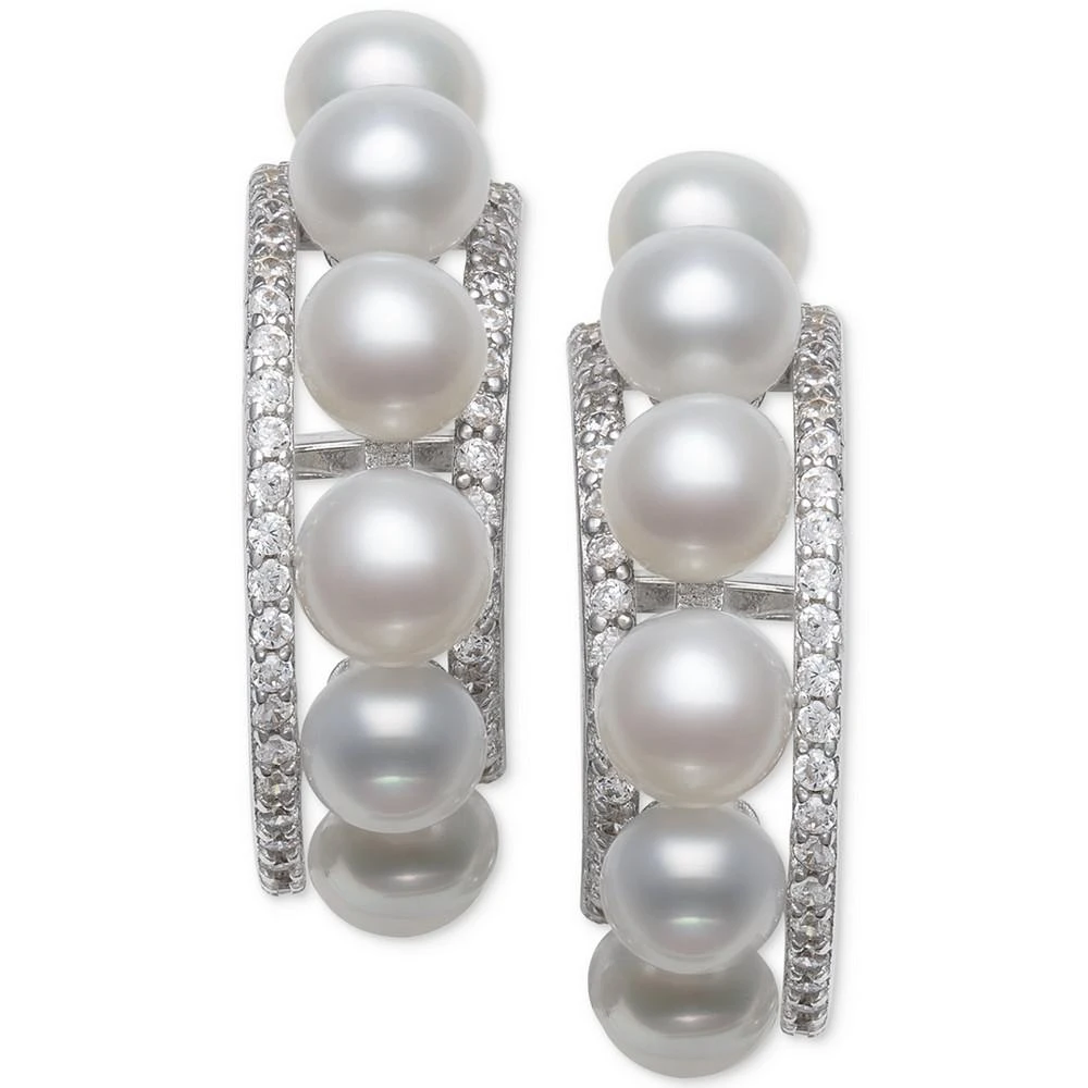 商品Belle de Mer|Cultured Freshwater Button Pearl (4mm) & Cubic Zirconia Small Hoop Earrings in Sterling Silver, Created for Macy's,价格¥2231,第3张图片详细描述