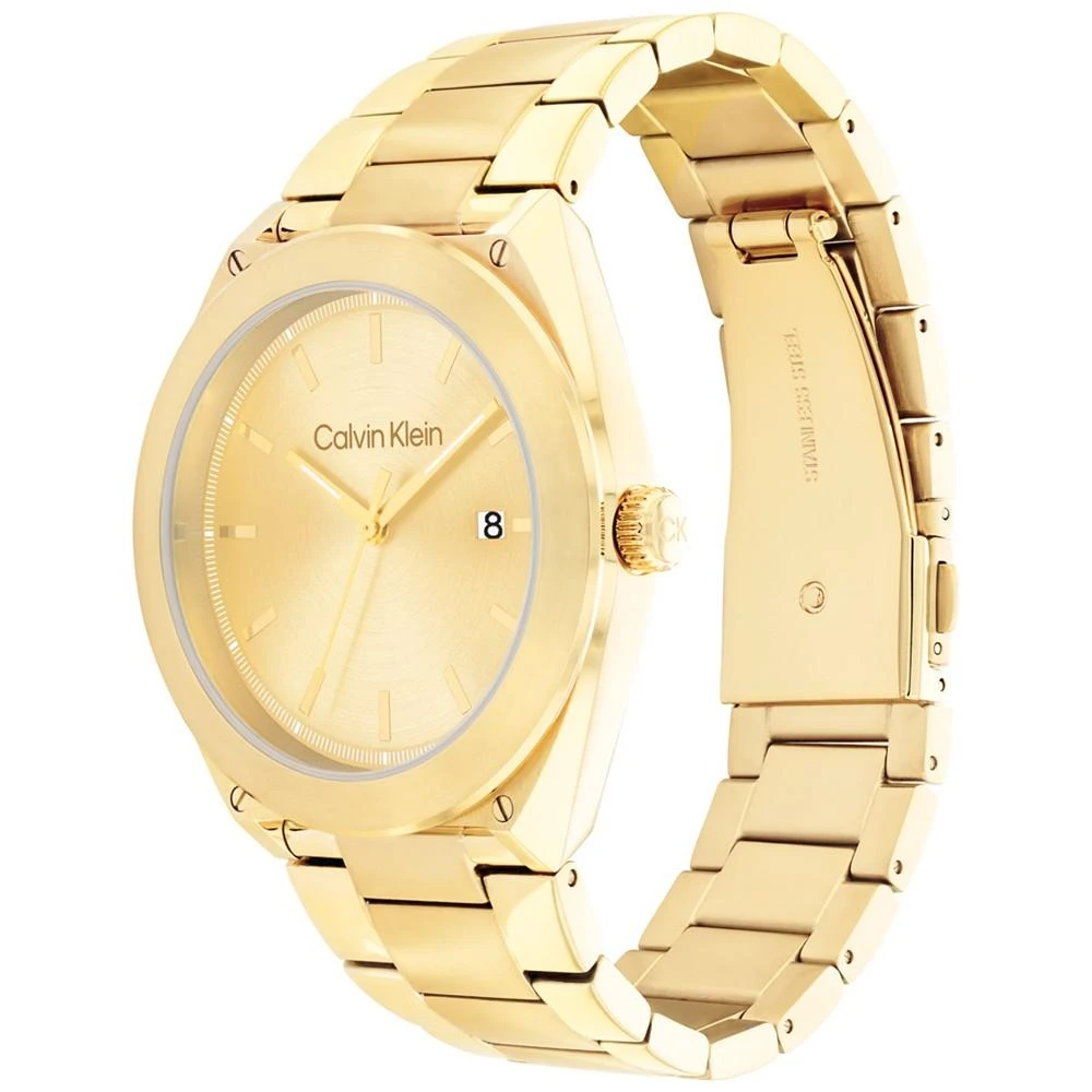 商品Calvin Klein|Men's Gold-Tone Stainless Steel Bracelet Watch 44mm,价格¥1356,第2张图片详细描述
