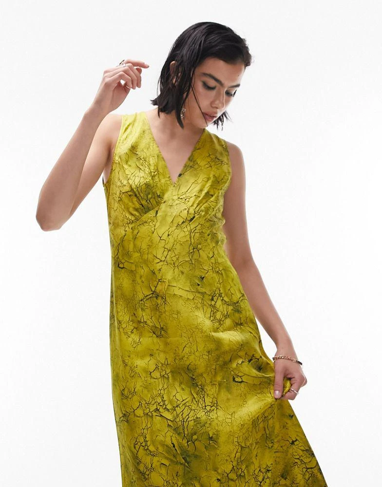 商品Topshop|Topshop marbled yellow built up slip dress,价格¥110,第2张图片详细描述