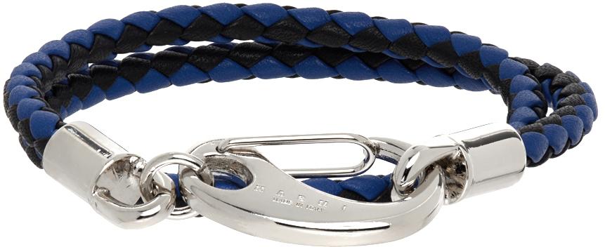 Black & Navy Double Wrap Braided Bracelet商品第1张图片规格展示