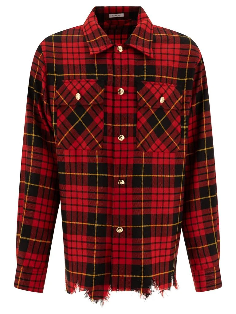 商品Alexander McQueen|Distressed Tartan Overshirt Jackets Red,价格¥6738,第1张图片
