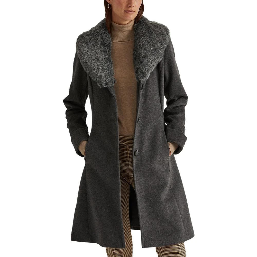 商品Ralph Lauren|Women's Faux-Fur-Trim Walker Coat, Created for Macy's,价格¥1754,第1张图片