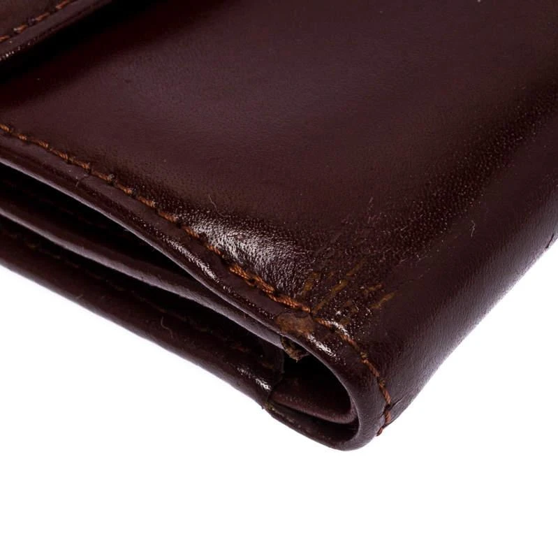 Longchamp Maroon Leather Roseau Compact Wallet 商品