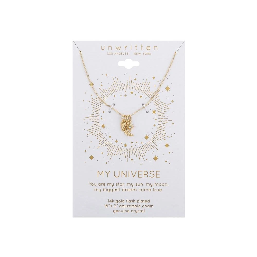 商品Unwritten|14K Gold Flash-Plated Genuine Crystal Star, Heart, and Moon Charm Pendant Necklace,价格¥203,第2张图片详细描述