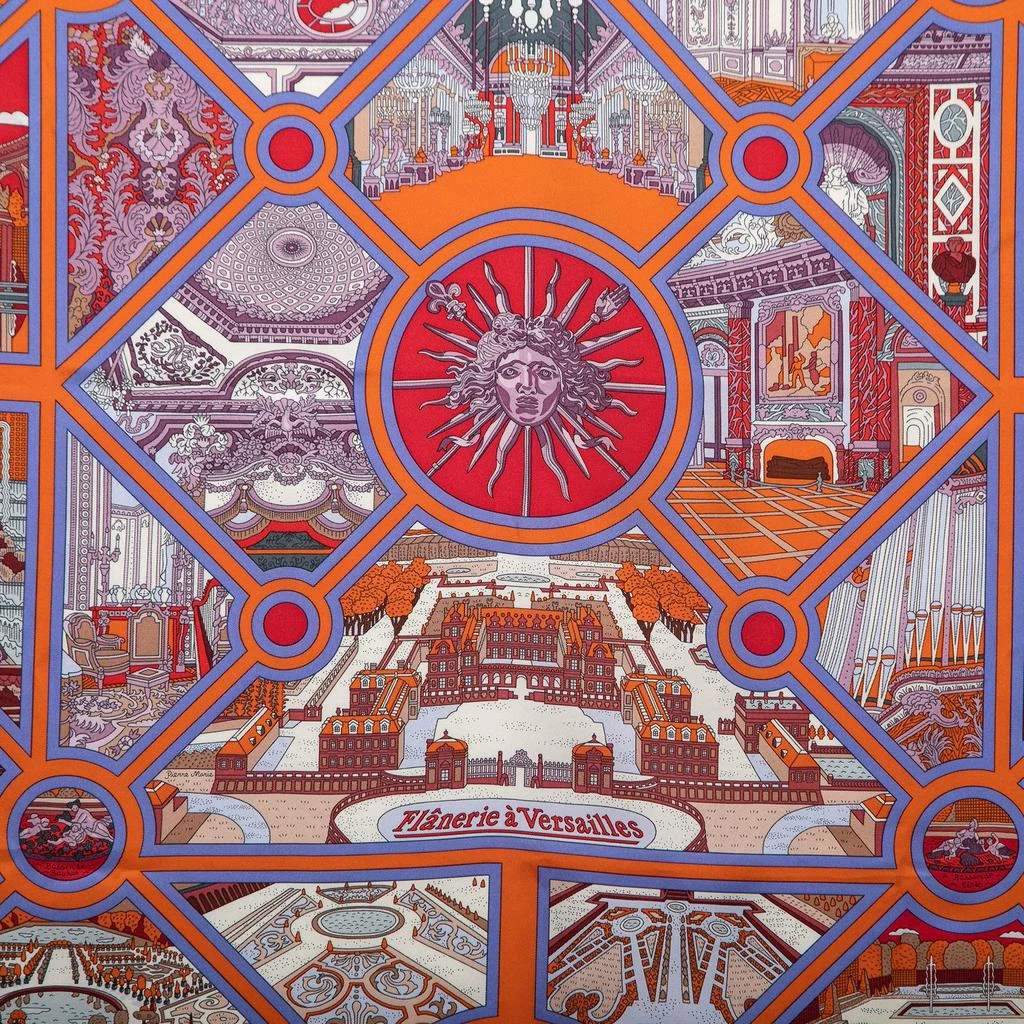 商品[二手商品] Hermes|Hermes Multicolor Flanerie A Versailles Printed Silk Square Scarf,价格¥3403,第2张图片详细描述