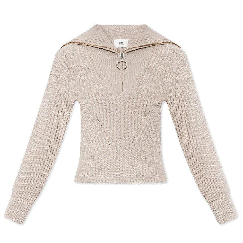 商品AMI|AMI Half-Zipped Knitted Sweater,价格¥3111,第1张图片