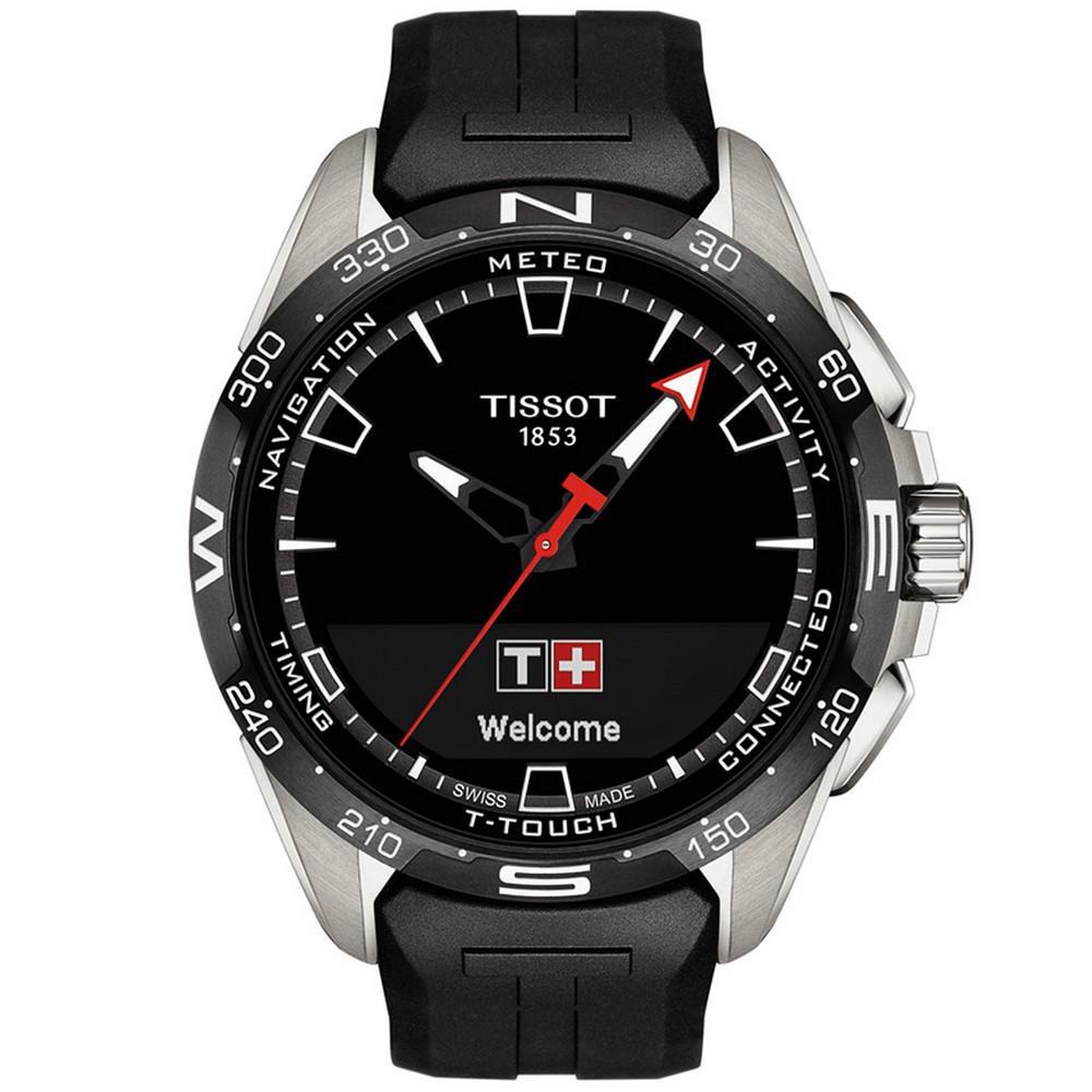商品Tissot|Men's Swiss T-Touch Connect Solar Black Rubber Strap Smart Watch 48mm,价格¥7894,第1张图片
