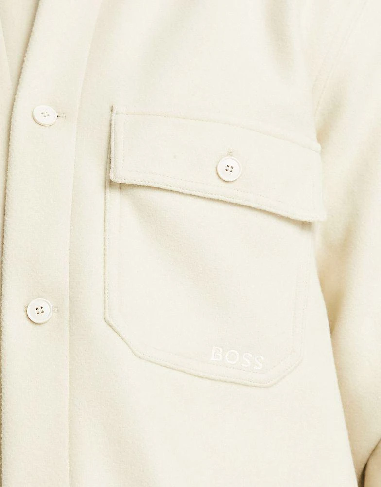 商品Hugo Boss|BOSS Orange Lovvo fleece long sleeve shirt in open white,价格¥1063,第4张图片详细描述