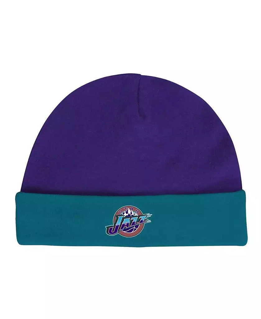 商品Mitchell & Ness|Infant Boys and Girls Purple, Teal Utah Jazz Hardwood Classics Bodysuits and Cuffed Knit Hat Set,价格¥296,第5张图片详细描述