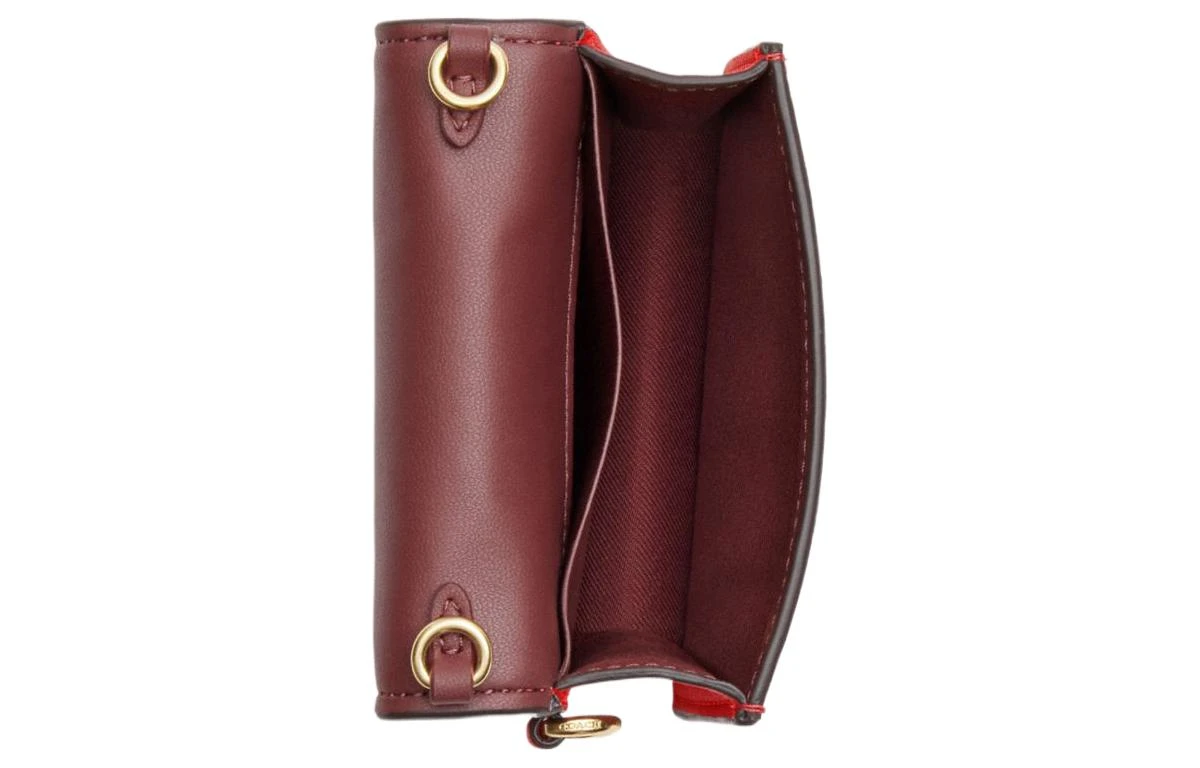 商品[国内直发] Coach|蔻驰 wallet 10 金属Logo字母翻盖开合 牛皮 手提单肩斜挎包 迷你 女款 红色,价格¥722,第4张图片详细描述