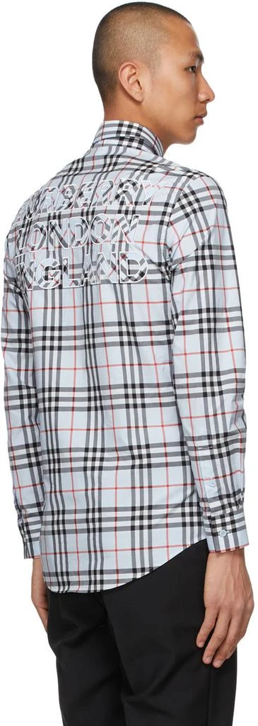 商品Burberry|Blue Poplin Check Logo Appliqué Shirt,价格¥3191,第3张图片详细描述