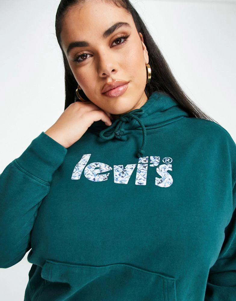 商品Levi's|Levi's Plus graphic logo hoodie in dark greeny,价格¥444,第3张图片详细描述