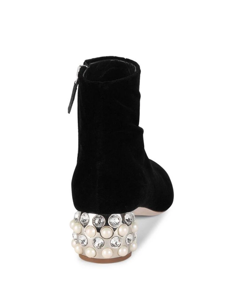 商品Miu Miu|Velvet Jeweled Heel Booties,价格¥3567,第2张图片详细描述