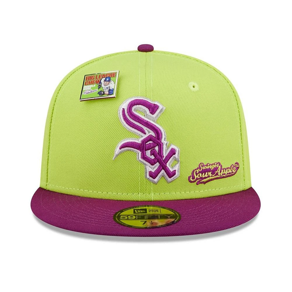 商品New Era|Men's Green and Purple Chicago White Sox MLB x Big League Chew Swingin' Sour Apple Flavor Pack 59FIFTY Fitted Hat,价格¥274,第2张图片详细描述