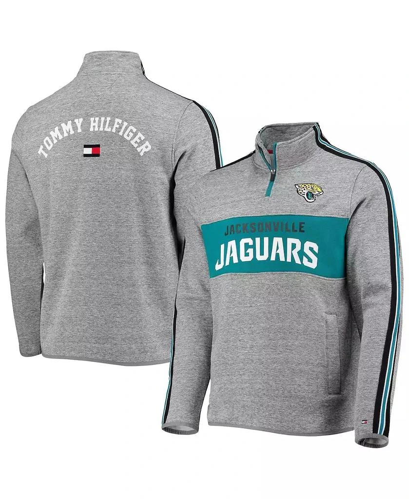 商品Tommy Hilfiger|Men's Heathered Gray Jacksonville Jaguars Mario Quarter-Zip Jacket,价格¥501,第1张图片