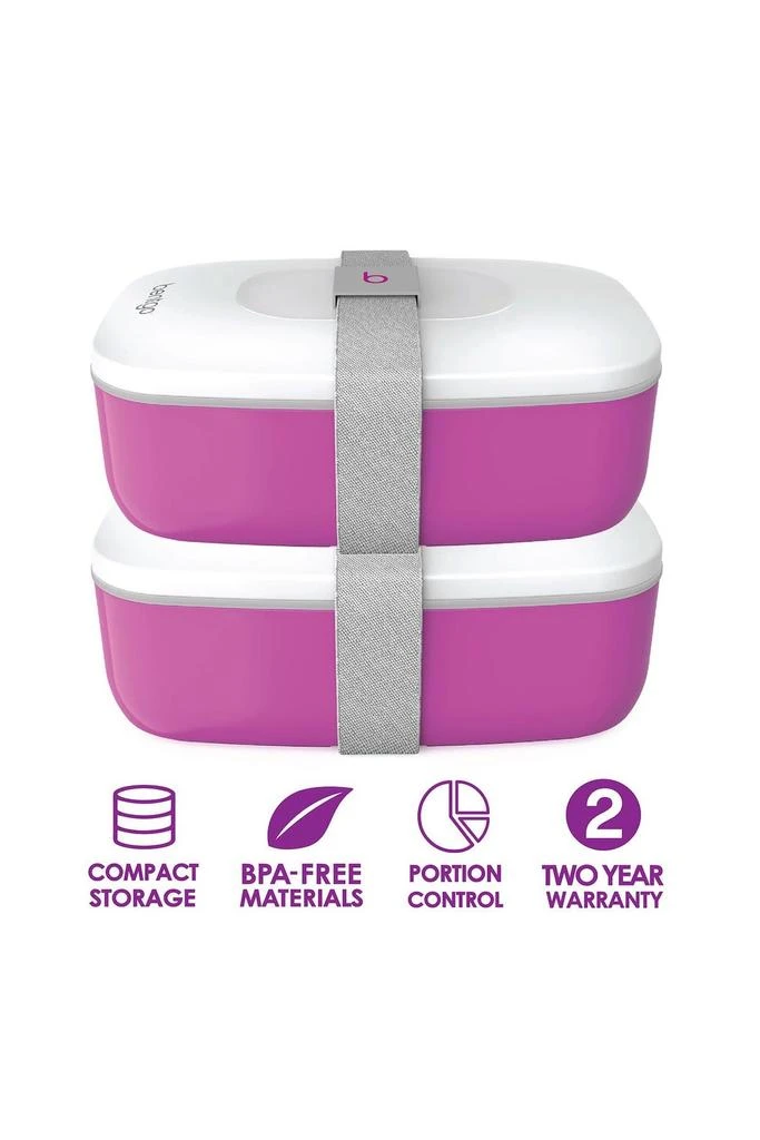 商品BENTGO|2-Pack of Classic All-in-One Stackable Lunch Box Solution - Blue,价格¥206,第2张图片详细描述