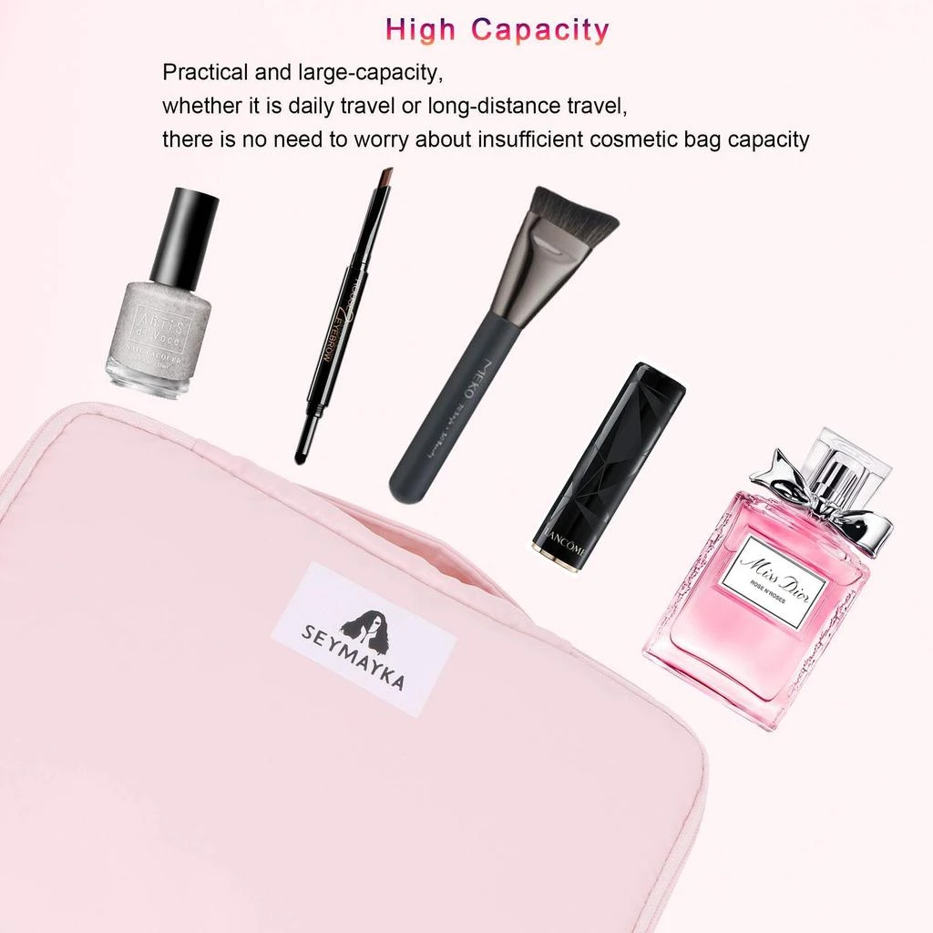 商品Seymayka|SEYMAYKA Large Pink Makeup Bag Set - Pink Kabuki Brush & Makeup Sponge,价格¥932,第5张图片详细描述