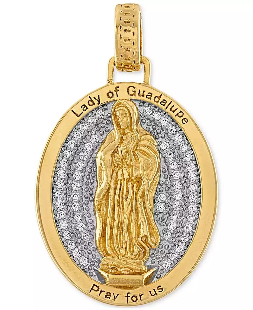 商品Esquire Men's Jewelry|Cubic Zirconia Our Lady of Guadalupe Amulet Pendant in Sterling Silver & 14k Gold-Plate, Created for Macy's,价格¥717,第1张图片