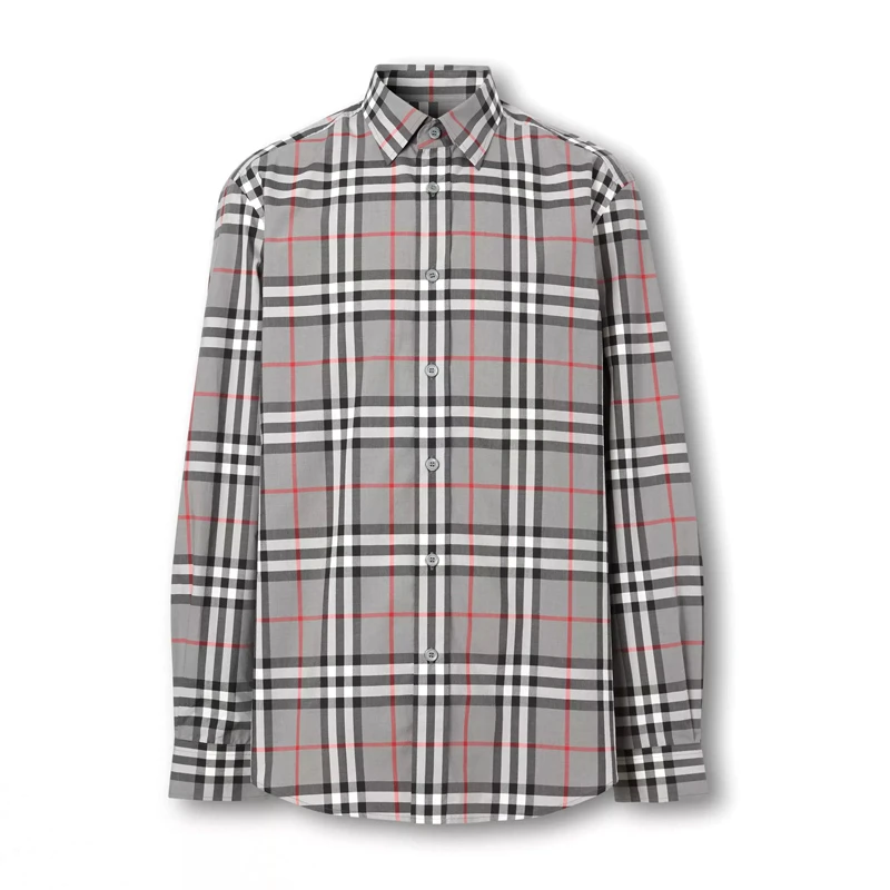 商品Burberry|BURBERRY 男士灰色格纹长袖衬衫 8028886,价格¥2431,第1张图片