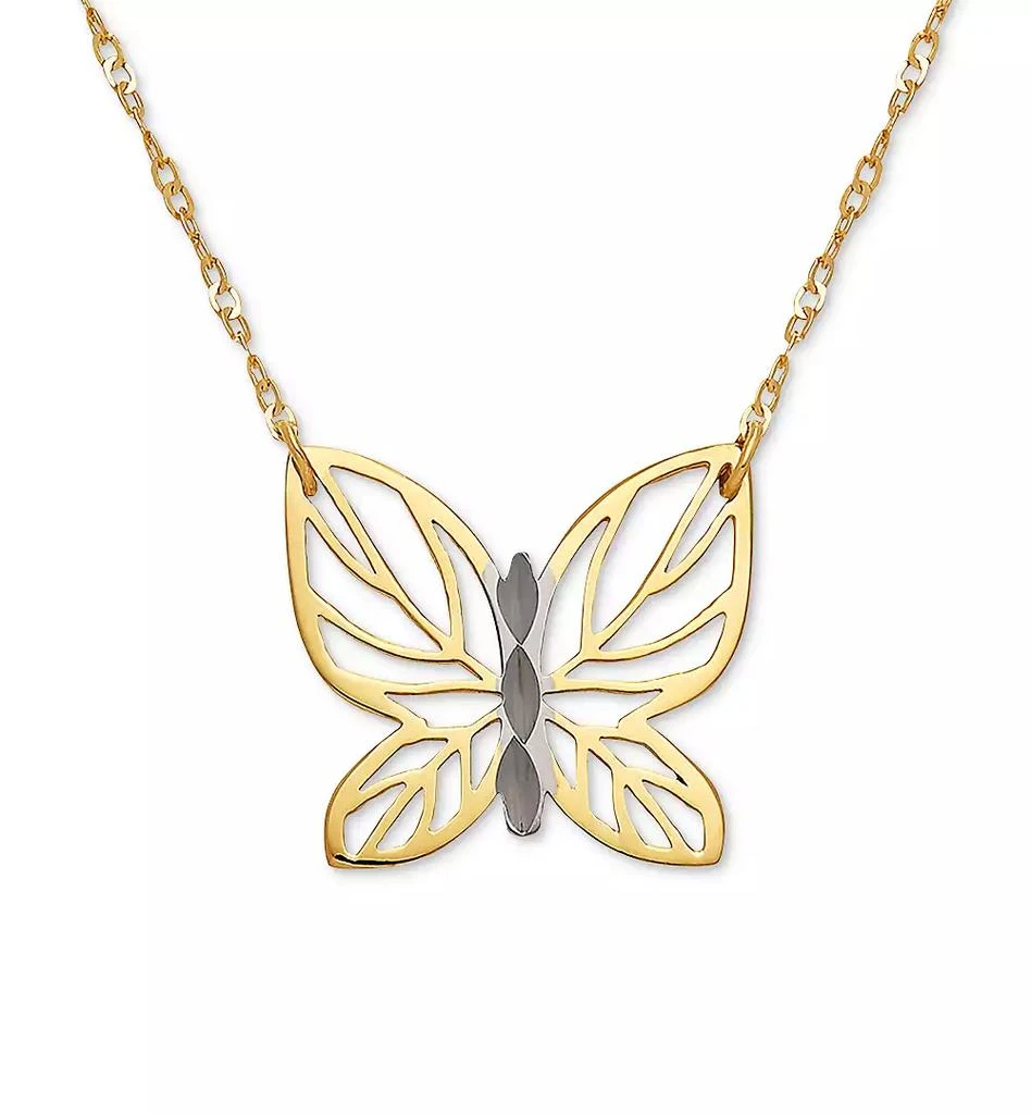 商品Italian Gold|Butterfly 17" Pendant Necklace in 10k Gold,价格¥562,第1张图片