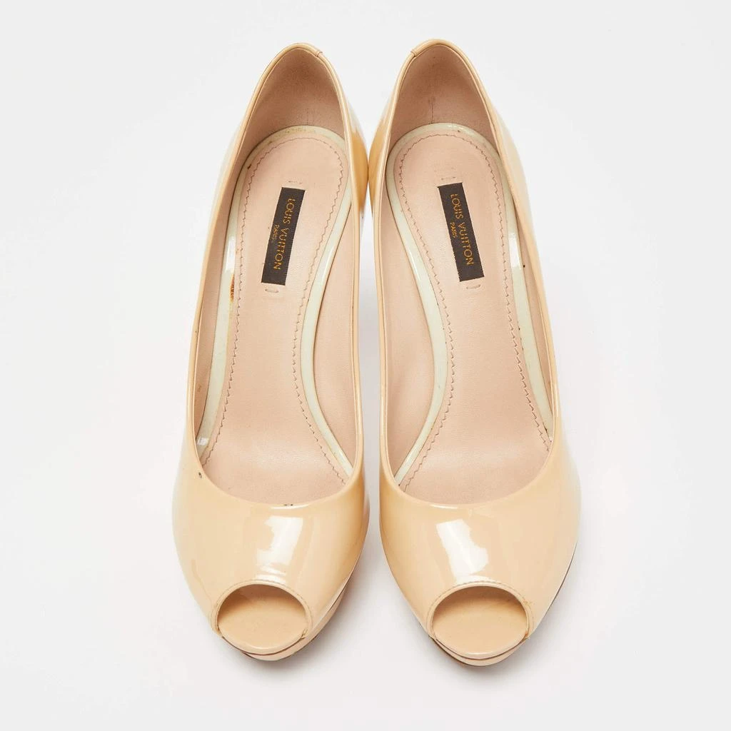 商品[二手商品] Louis Vuitton|Louis Vuitton Beige Patent Leather Eyeline Peep Toe Pumps Size 38,价格¥1361,第3张图片详细描述