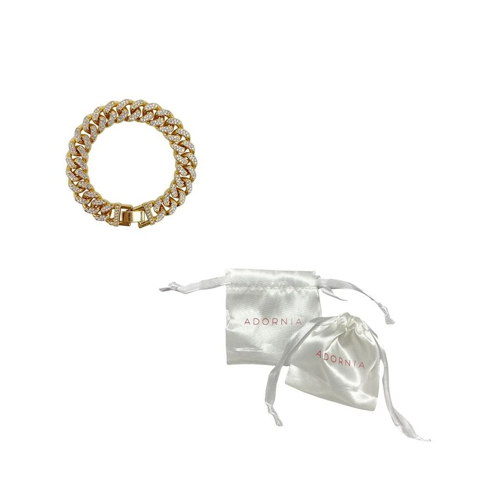 商品ADORNIA|Women's Gold-Tone Plated Crystal Thick Cuban Curb Chain Bracelet,价格¥223,第3张图片详细描述