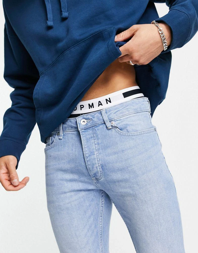 商品Topman|Topman stretch skinny jeans in light wash blue,价格¥172,第3张图片详细描述