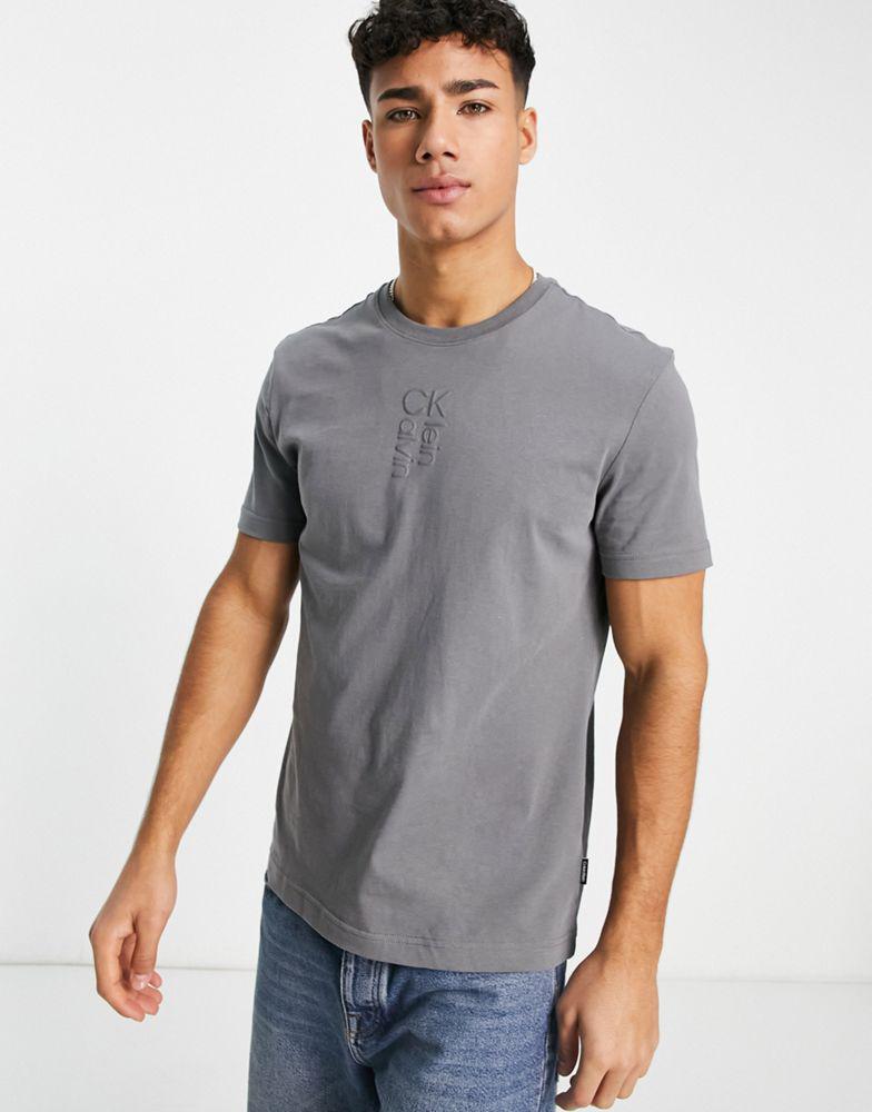 Calvin Klein hybrid logo t-shirt in charcoal grey商品第1张图片规格展示