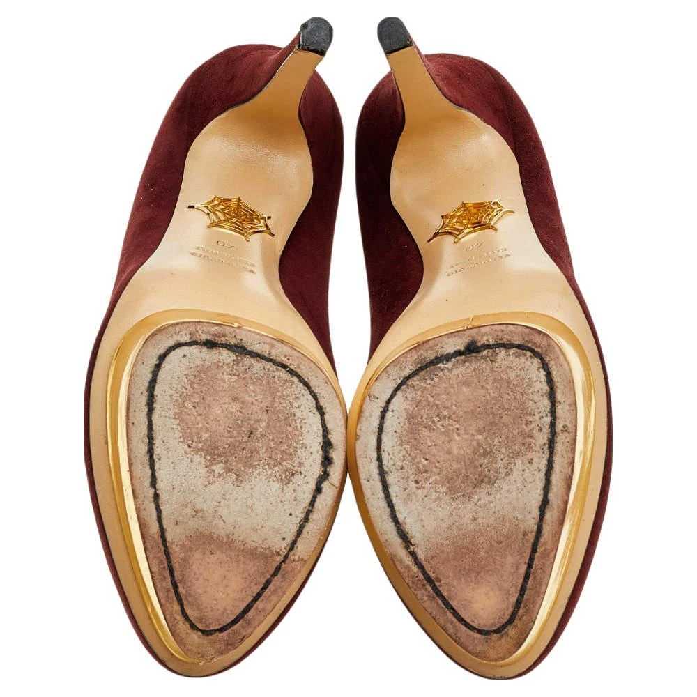 Charlotte Olympia Burgundy Suede Dolly Platform Pumps Size 40 商品