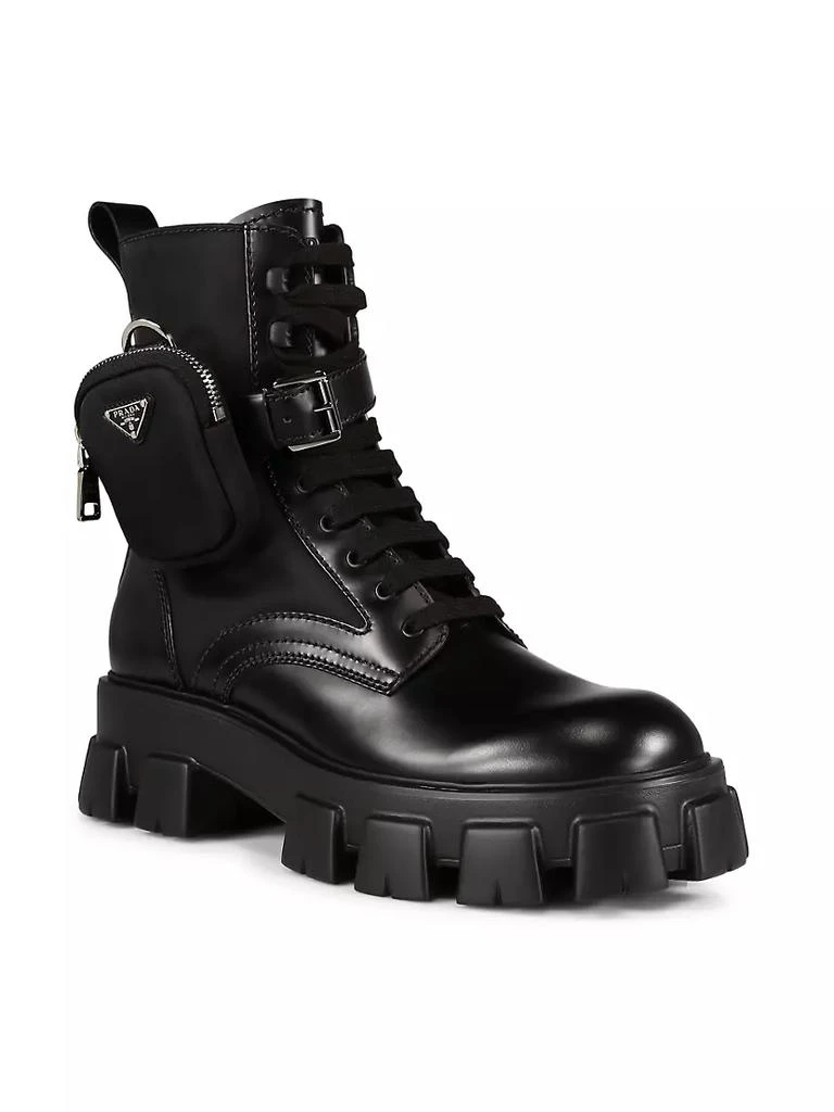 商品Prada|Monolith Lug-Sole Leather Combat Boots,价格¥13235,第2张图片详细描述