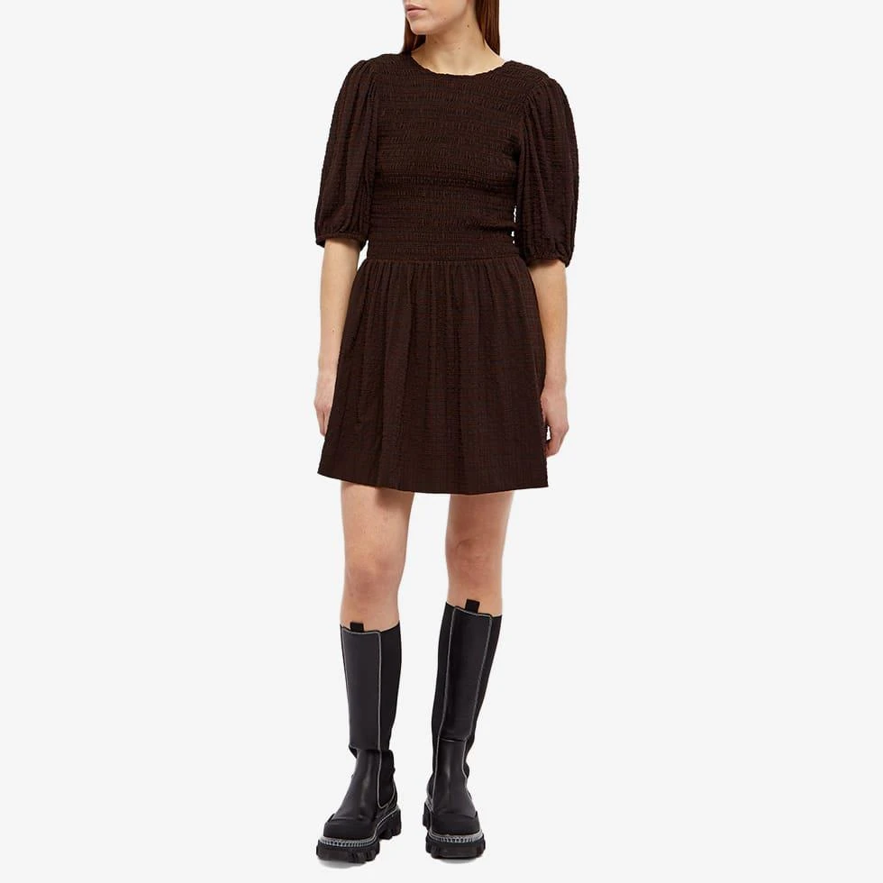 商品Ganni|GANNI Stretch Seersucker Smock Mini Dress,价格¥735,第4张图片详细描述