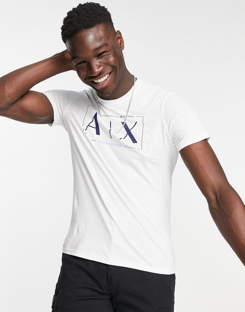 Armani Exchange outlined AX print t-shirt in white商品第2张图片规格展示
