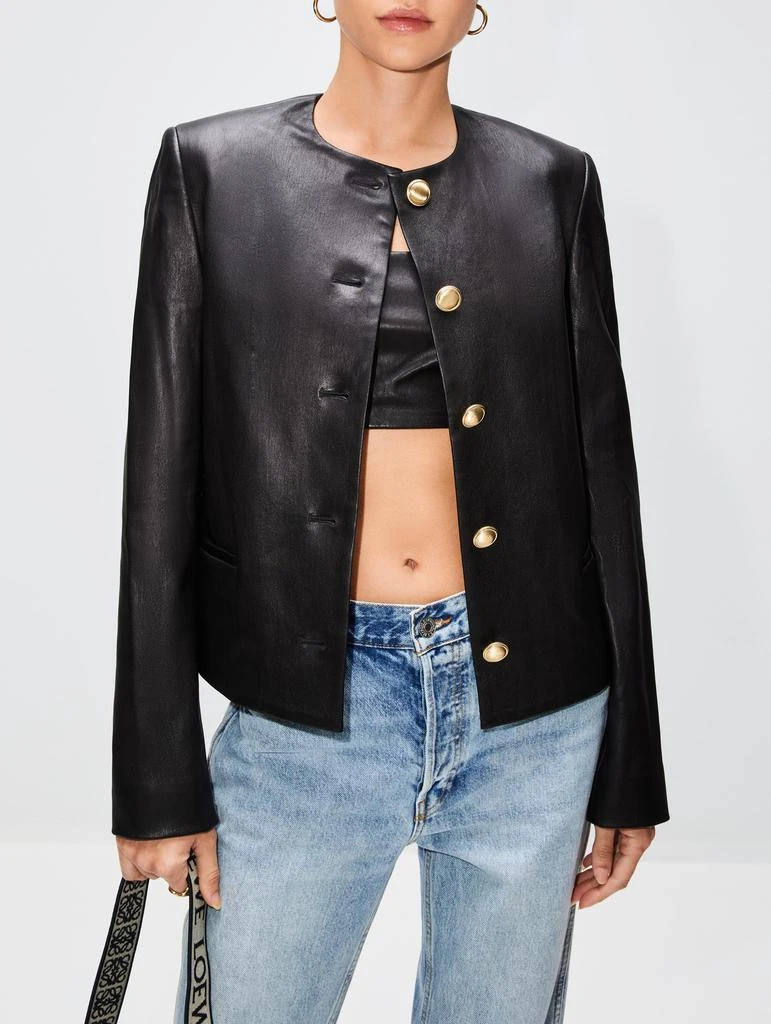 商品ROSETTA GETTY|Crewneck Tailored Leather Jacket,价格¥26447,第3张图片详细描述