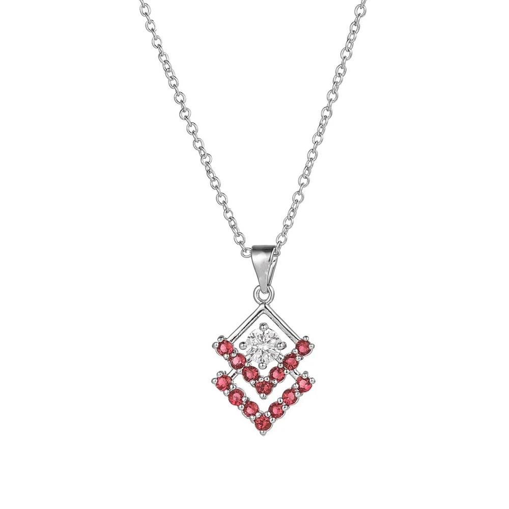 商品A&M|Silver-Tone Ruby Accent Triangle Pendant Necklace,价格¥126,第1张图片