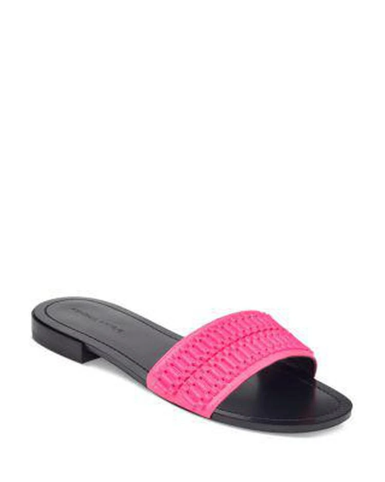 商品KENDALL & KYLIE|KENDALL and KYLIE Women's Kennedy Embellished Leather Slide Sandals ,价格¥208,第1张图片