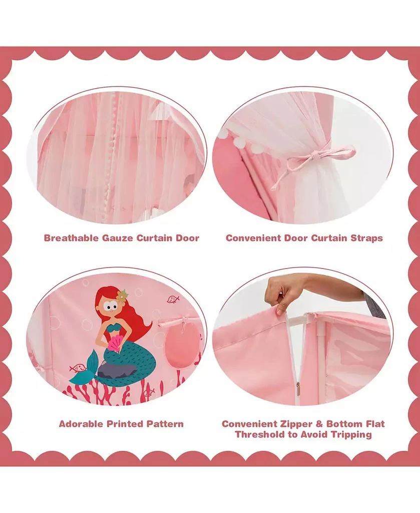 Kids Playhouse Large Children Indoor Play Tent Gift w/ Cotton Mat Longer Curtain 商品