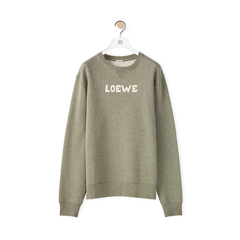 商品Loewe|【预售3-7天】LOEWE/罗意威 22年早春新款 男士旧军绿色棉质抓绒Logo刺绣卫衣H526Y24X04-4640,价格¥4315,第4张图片详细描述
