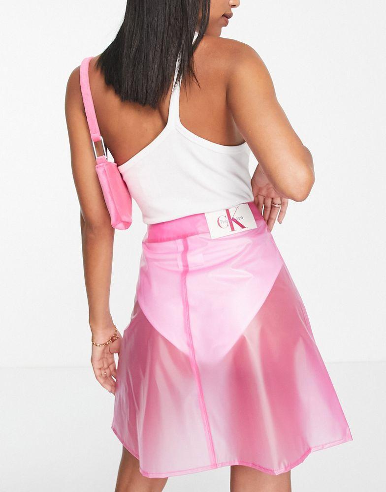 商品Calvin Klein|Calvin Klein Jeans Pride transparent skirt in pink,价格¥670,第6张图片详细描述