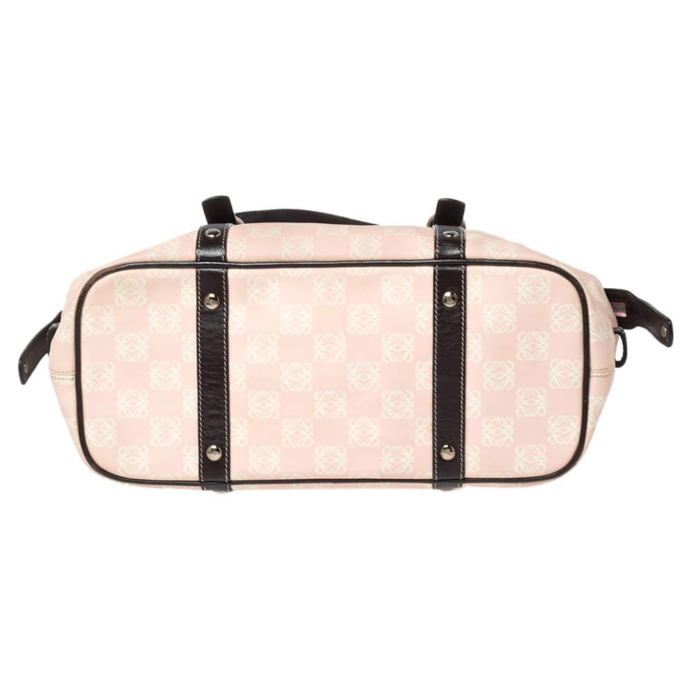 Loewe Pink/Brown Monogram Nylon and Leather Satchel商品第6张图片规格展示