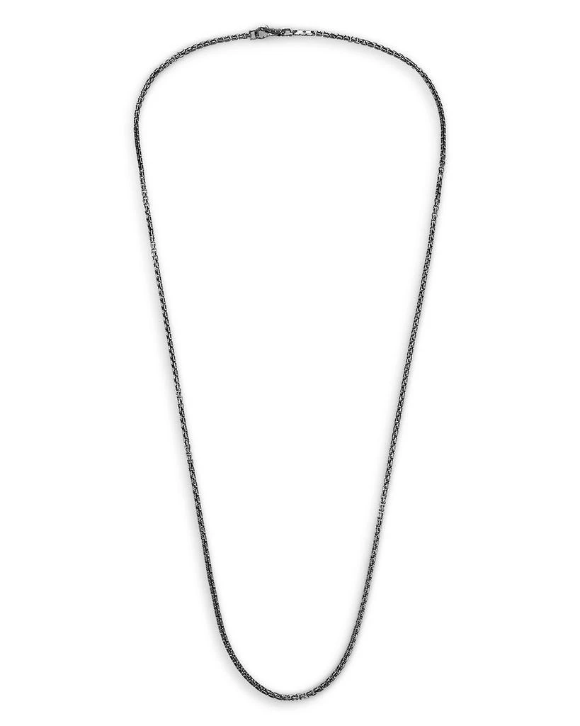 Men's Classic Chain Silver 2.7mm Box Chain Necklace with Satin Matte Black Rhodium, 24" 商品