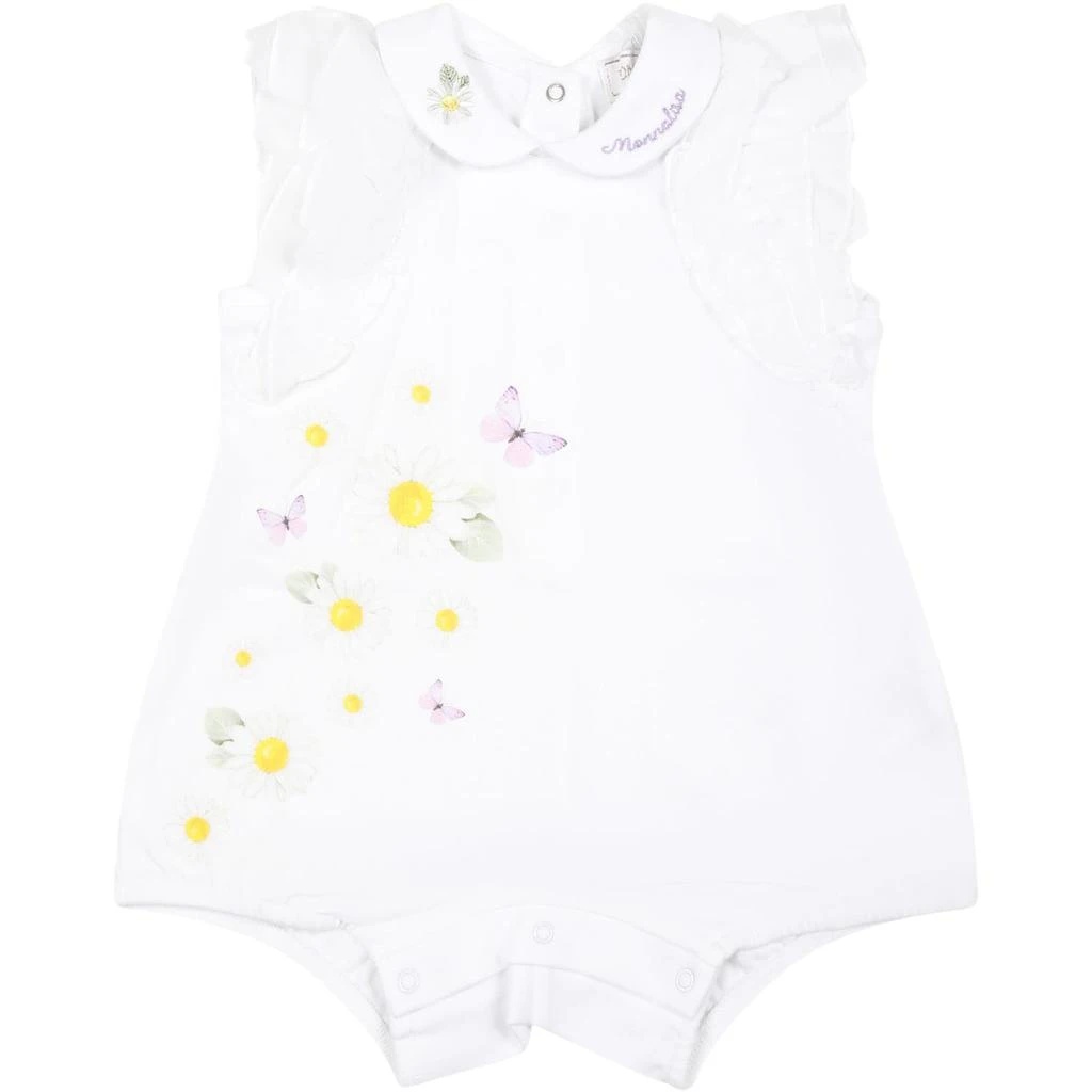 商品MONNALISA|White Romper For Baby Girl With Daisy Print,价格¥889,第1张图片