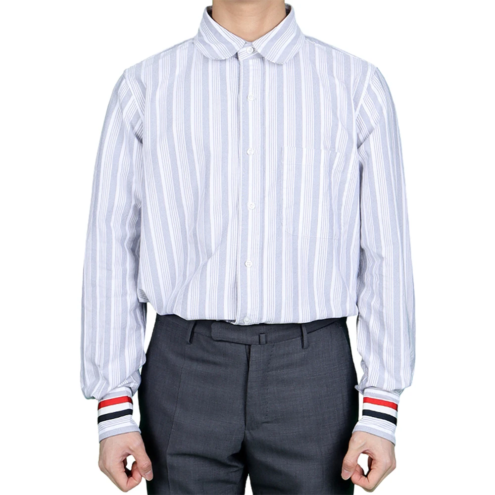 商品Thom Browne|THOM BROWNE 条纹男士衬衫 MWL317A-07854-415,价格¥2045,第1张图片