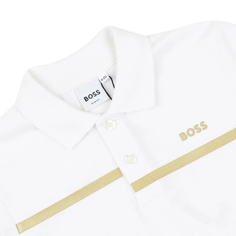 商品Hugo Boss|White Short Sleeve Gold Logo Polo Shirt,价格¥319,第2张图片详细描述