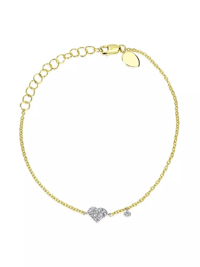 商品Meira T|Mini Two-Tone 14K Gold & 0.07 TCW Diamond Heart Bracelet,价格¥3357,第1张图片