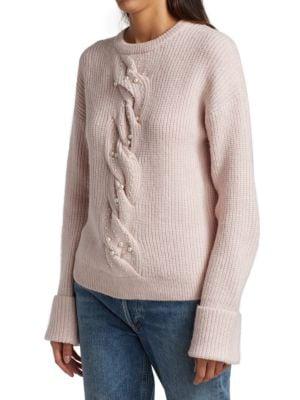 Faux Pearl Cable-Knit Sweater商品第3张图片规格展示