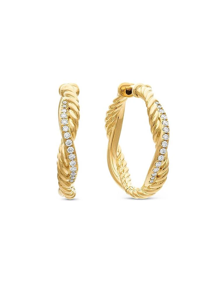 商品David Yurman|Petite Infinity Hoop Earrings in 18K Yellow Gold with Diamonds, 17.3MM,价格¥28108,第1张图片