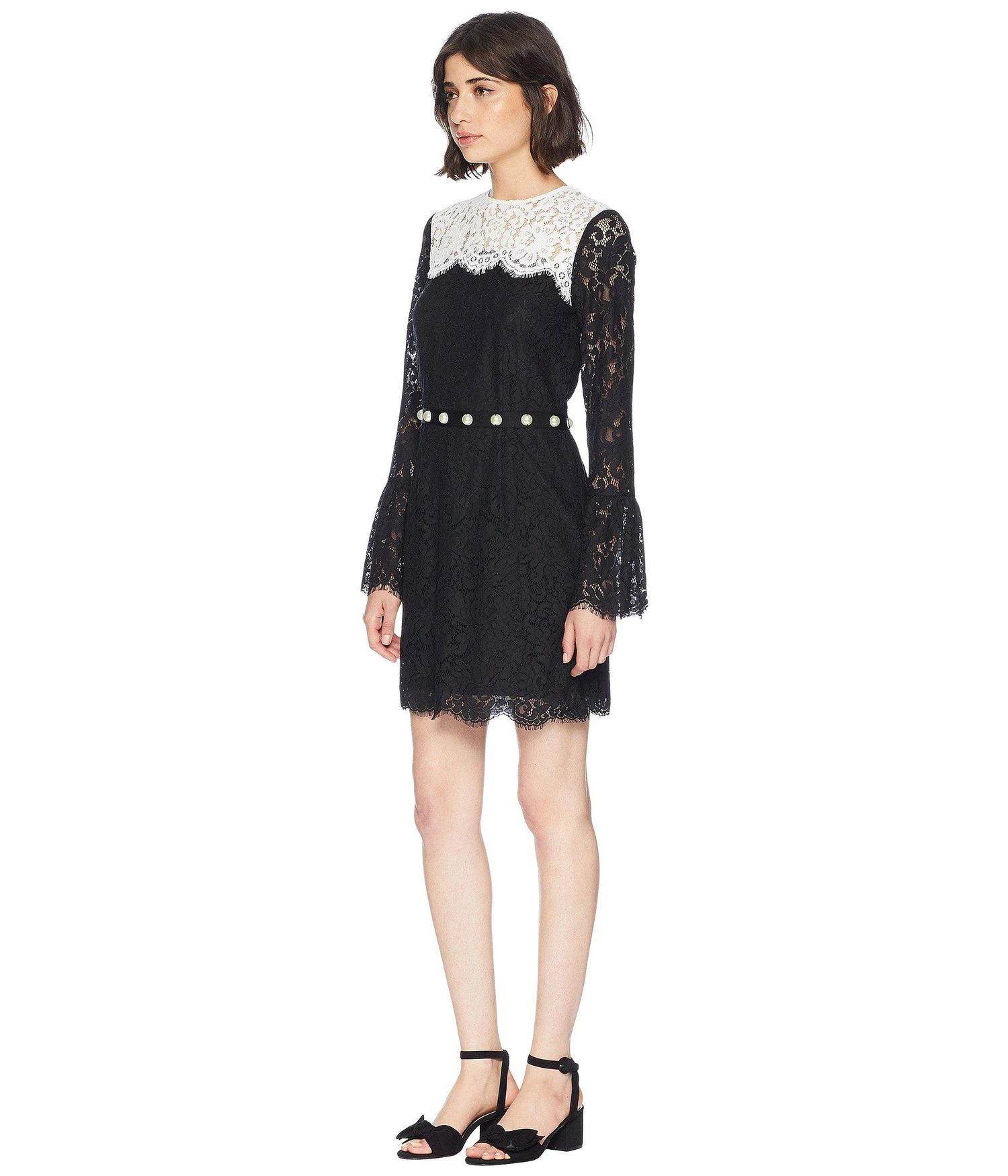 商品Juicy Couture|Color Block Lace Bell Sleeve Dress,价格¥834,第2张图片详细描述